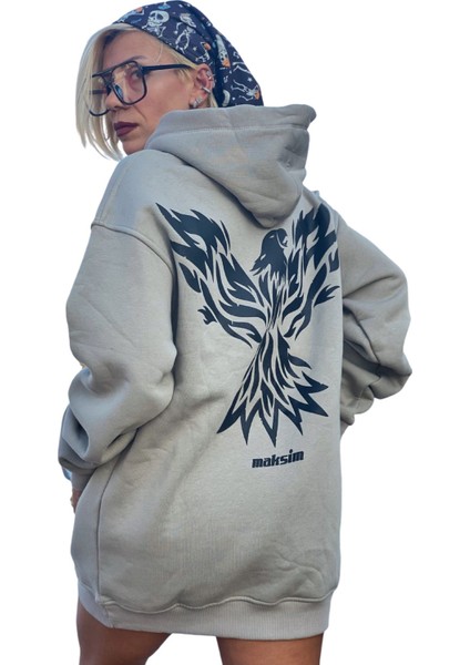 Bej Unisex Phoeniks Oversize Sweatshirt modelleri