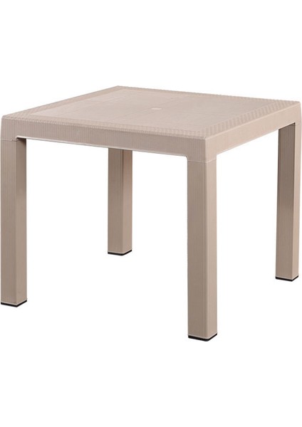 Rattan Masa 90X90 Camsız Bahçe Balkon Teras Masası Krem