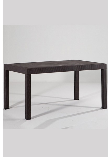 Rattan Masa 90X150 Camsız Kahverengi Bahçe Balkon Teras Masası