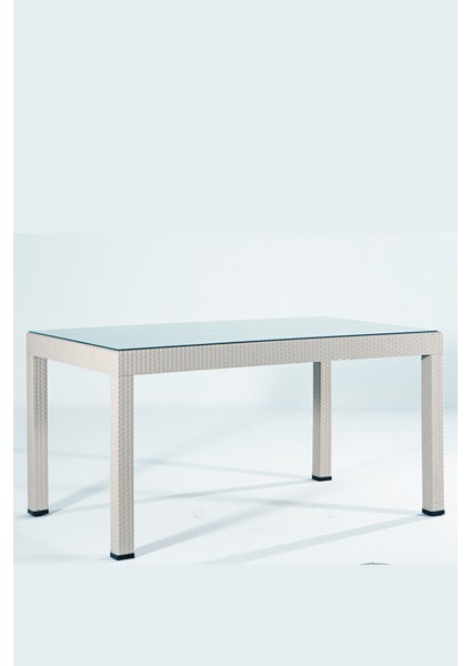 Rattan Masa 80X140 Camlı Bahçe Balkon Teras Masası