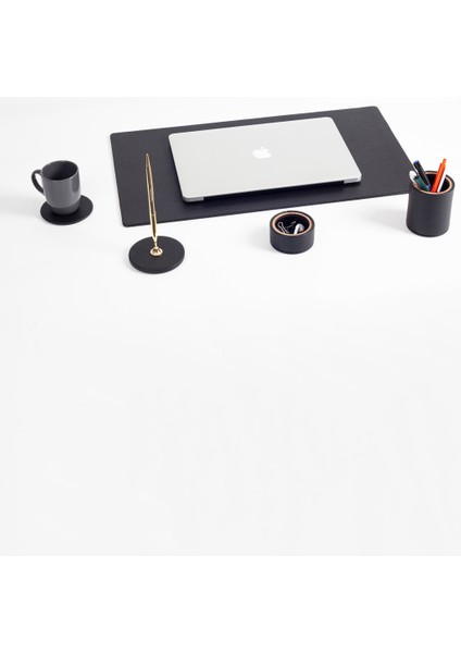 Polo Deri Masaüstü Seti Siyah 5 Parça Ahşap Detaylı Gold Kalemli fiyatları