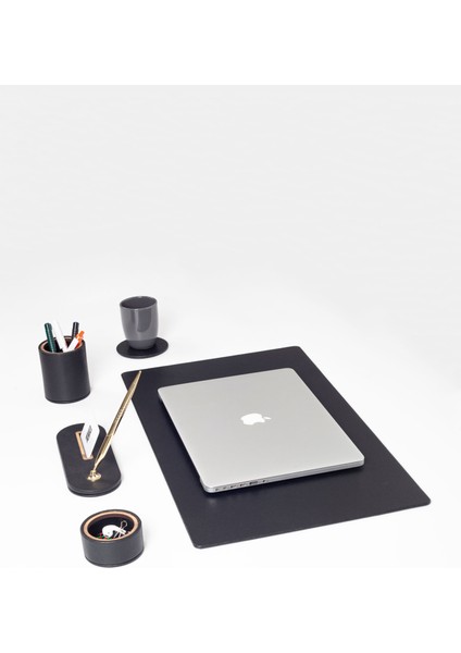 Polo Plus Deri Masaüstü Seti Siyah 5 Parça Ahşap Detaylı modelleri