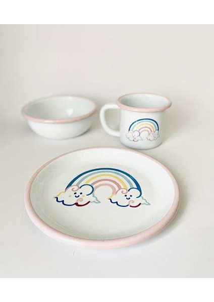 Rainbow Bebek/çocuk Emaye Yemek Seti 3 Parça (Tabak - Kase - Kupa) fiyatları