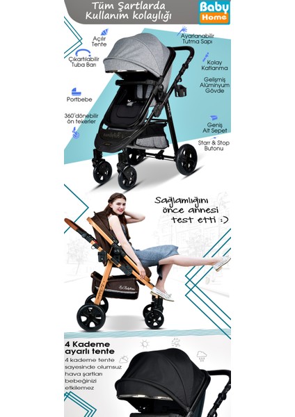 8 in 1 yeni ekonomi paketi Baby Home 940 Travel Sistem Bebek Arabası 560 Bebek Oyun Parkı Yatak Beşik Gold Kahve