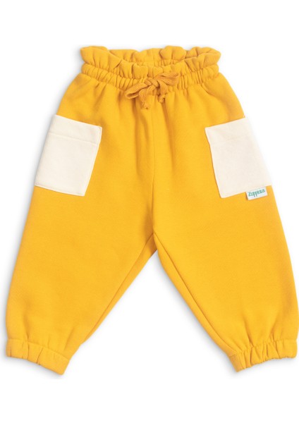 Bebek Kalın Pamuklu Jogger Pantolon - Hardal - 0-3 Ay