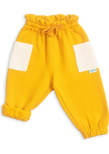 Bebek Kalın Pamuklu Jogger Pantolon - Hardal - 0-3 Ay