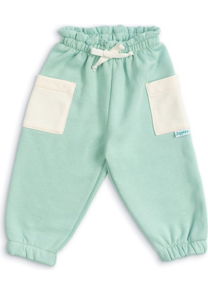 Bebek Kalın Pamuklu Jogger Pantolon - Mint - 6-9 Ay