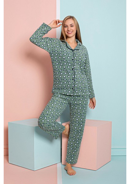 Kadın Kışlık Welsoft Peluş Polar Düğmeli Pijama Takımı