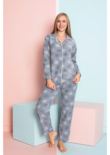 Kadın Kışlık Welsoft Peluş Polar Düğmeli Pijama Takımı fiyatları