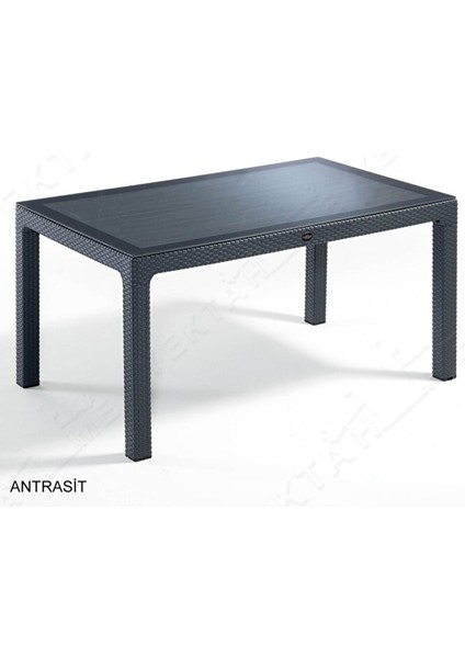 Rattan Masa Takımı 90x150 Camlı Masa 6 Kişilik Sandalye Seti Bahçe Balkon Teras Takımı Antrasit modelleri
