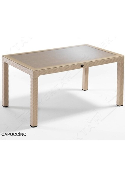 Rattan Masa Takımı 80X140 Camlı Masa 6 Kişilik Sandalye Seti Bahçe Balkon Teras Takımı