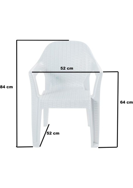 Rattan Sandalye Kollu Bahçe Balkon ve Teras Sandalyesi 6 Adet