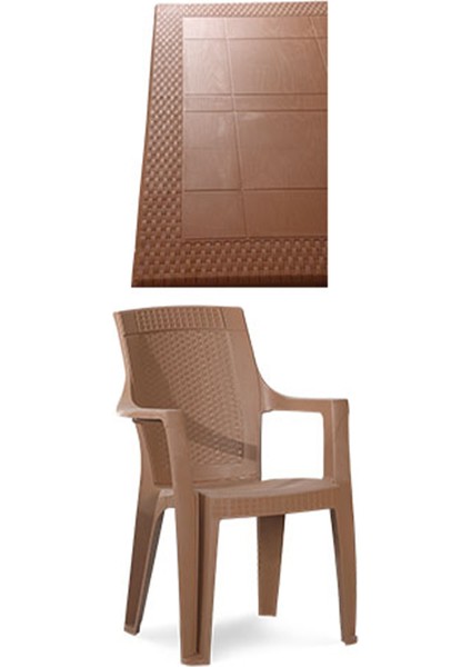 Rattan Masa Takımı 90x90 Camsız Masa 4 Kişilik Sandalye Seti Bahçe Balkon Teras Takımı