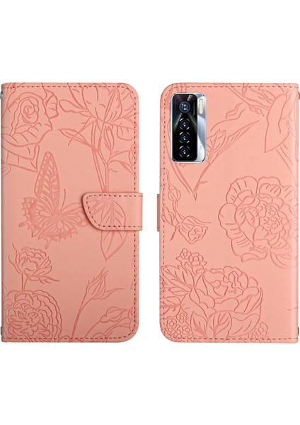 Camon 17 Pro Için Deri Telefon Kılıfı- Pembe (Yurt Dışından)