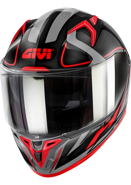 Gıvı 50.8 Racer Siyah-Tıtanıum-Kırmızı Kask