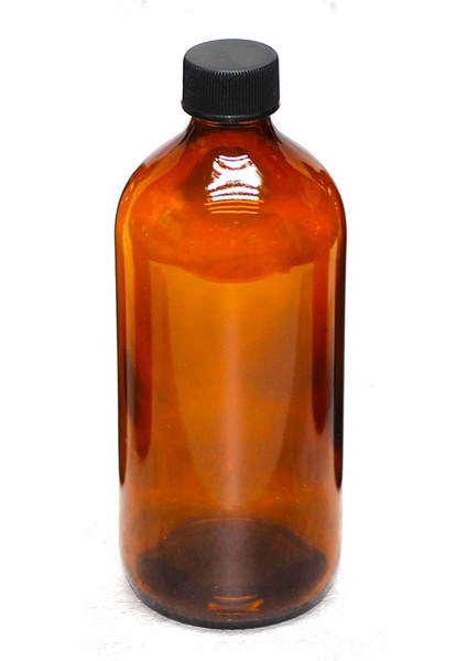 Siyah Plastik Kapaklı Amber Kahverengi Cam Şişe 5 x 500 ml
