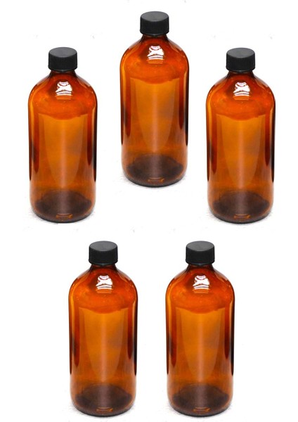 Siyah Plastik Kapaklı Amber Kahverengi Cam Şişe 5 x 500 ml fiyatları