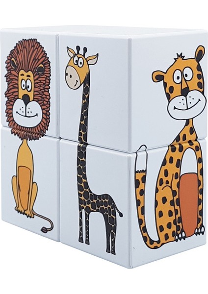 Manyetik Puzzle Hayvanlar İki Parçalı -4 Küp