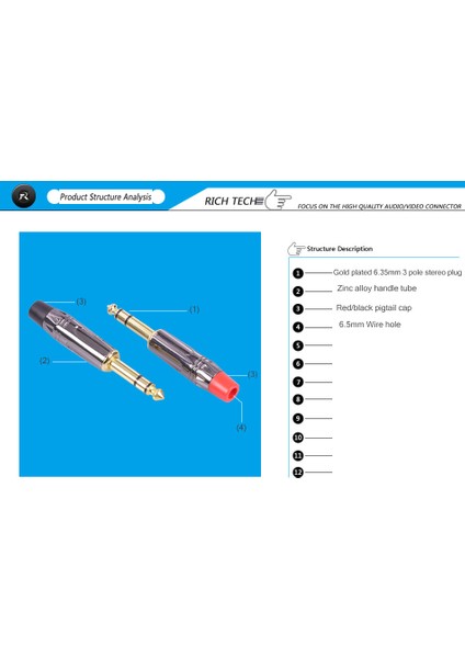 6.3 mm Trs Stereo Kaliteli Erkek Jack modelleri