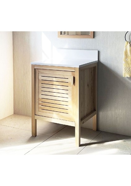 Sedir Ağacı Masif Ahşap Banyo Dolabı 60CM