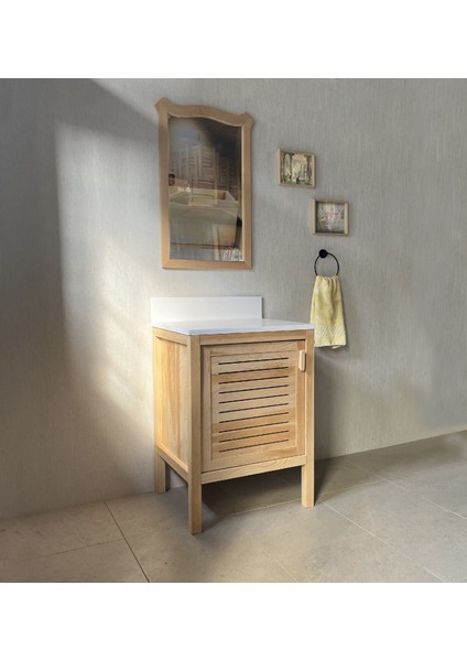 Sedir Ağacı Masif Ahşap Banyo Dolabı 60CM