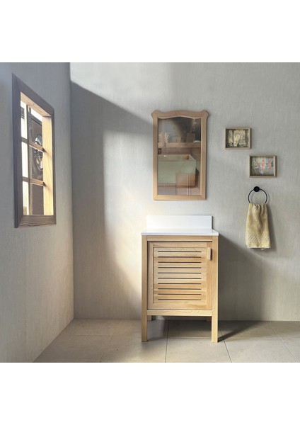 Sedir Ağacı Masif Ahşap Banyo Dolabı 60CM