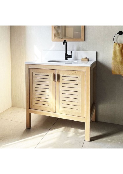 Sedir Ağacı Masif Ahşap Banyo Dolabı 80CM