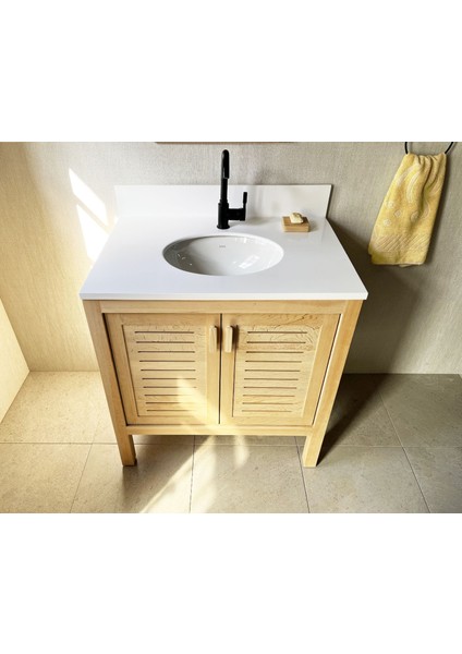 Sedir Ağacı Masif Ahşap Banyo Dolabı 80CM