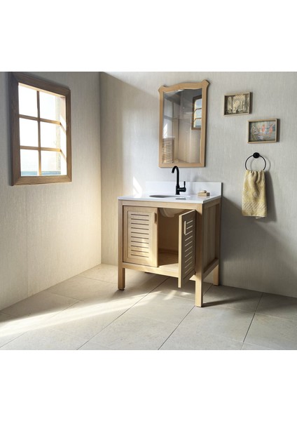 Sedir Ağacı Masif Ahşap Banyo Dolabı 80CM