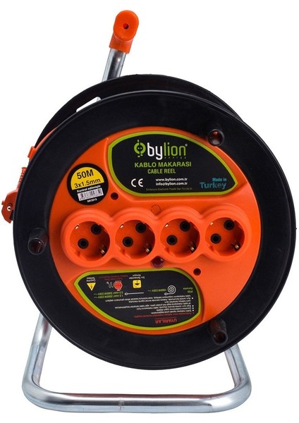 MK5015 4 Soketli 3x1.5mm 50 Metre Makaralı Kablo