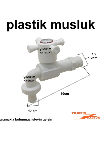 Yıldırım Nalbur Plastik Musluk Artı Kafa 1/2 Yarım Parmak Bahçe Musluğu Küresel