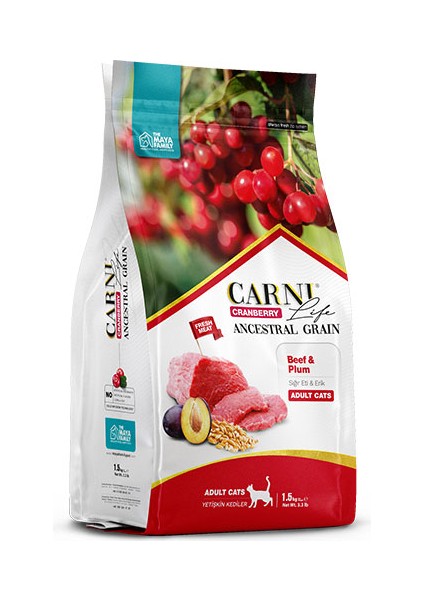 Carni Life  C.berry A.graın Beef&plum Adult Cat 1.5 kg