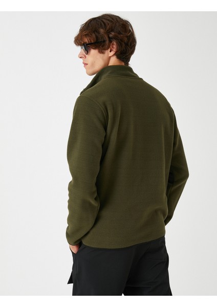 Polar Sweatshirt Polo Yaka Baskı Detaylı