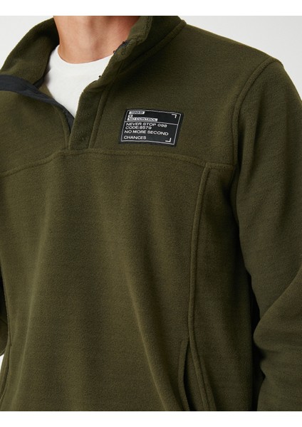 Polar Sweatshirt Polo Yaka Baskı Detaylı