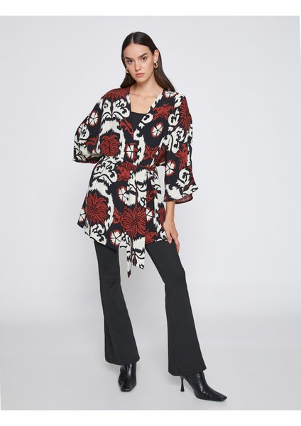 Desenli Kuşaklı Kimono fiyatları