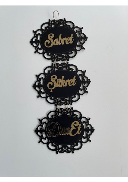 Onca Hediyelik 3D Sabret Şükret Dua Et 3'lü Set (25*18) Gold