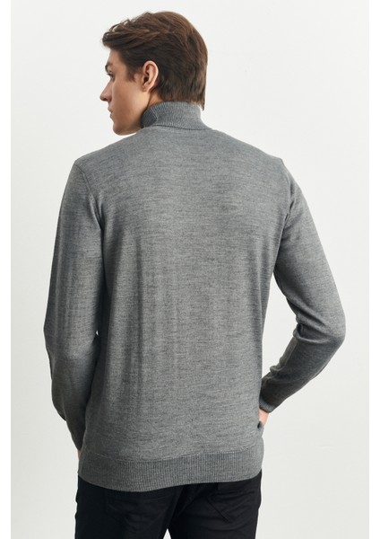 ALTINYILDIZ CLASSICS Erkek Gri Melanj Standart Fit Normal Kesim Tam Balıkçı Yaka Yünlü Triko Kazak fırsatları
