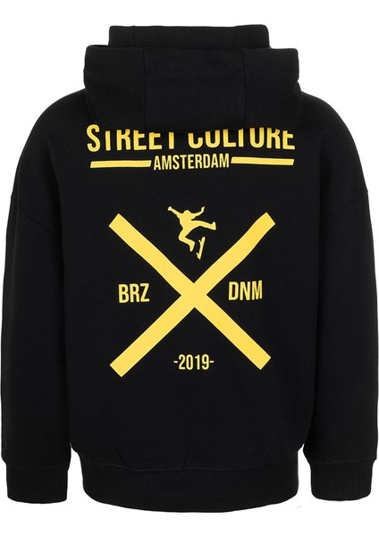 Oversize Baskılı Erkek Çocuk Kapüşonlu Sweatshirt Hoodie