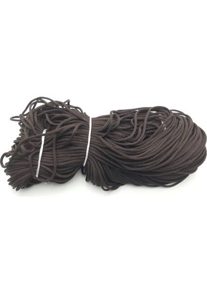 Koyu Kahverengi 3 mm Polyester Makrome Ipi, Bileklik Ipi (500 Gr. (+/- 25 Gr) Çile Halinde)