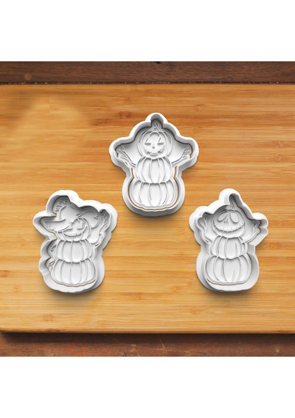 Halloween Cadılar Bayramı Bal Kabakları Kurabiye Kalıbı - Şeker Hamuru Kalıbı - 3 Adet