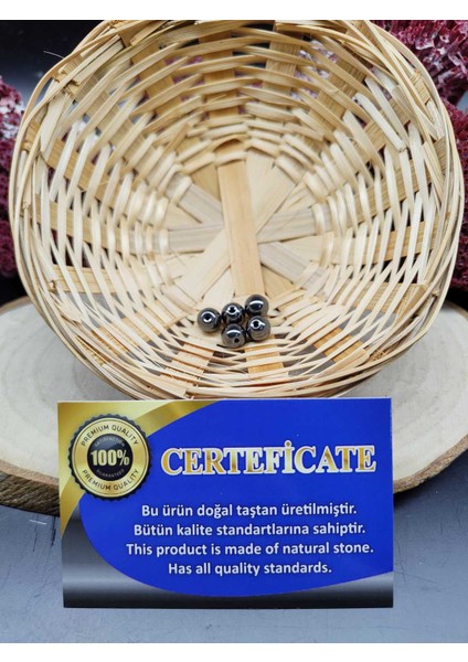 5 Adet Hematit Doğal Taş Boncuk (8 Mm) (Sertifikalı) modelleri