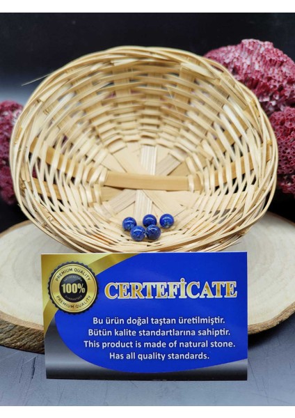 5 Adet Lapis Lazuli Doğal Taş Boncuk (8 Mm) (Sertifikalı) modelleri