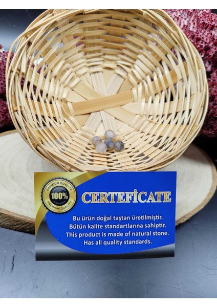 5 Adet Mat Yengeç Akik Doğal Taş Boncuk (8 Mm) (Sertifikalı) modelleri