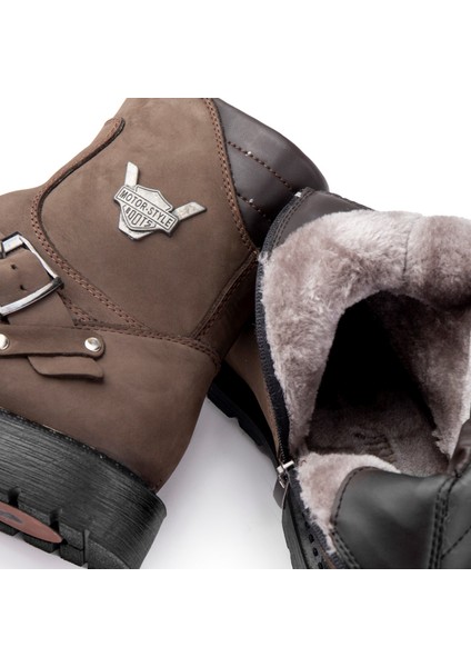 Rock Deri Erkek Bağcıksız Kürklü Postal Bot, Harley Bot fırsatları