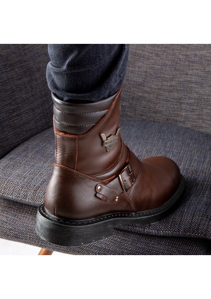 Rock Deri Erkek Bağcıksız Kürklü Postal Bot, Harley Bot indirimleri