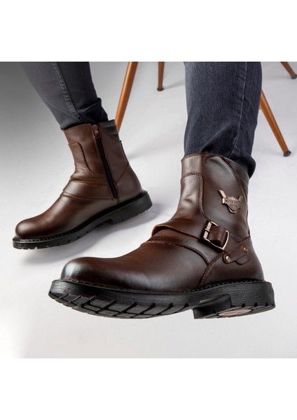 Rock Deri Erkek Bağcıksız Kürklü Postal Bot, Harley Bot indirimleri