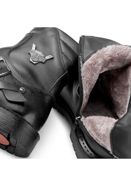 Rock Deri Erkek Bağcıksız Kürklü Postal Bot, Harley Bot fırsatları