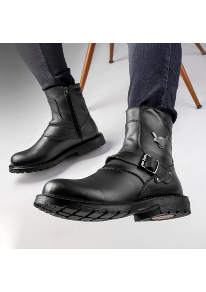 Rock Deri Erkek Bağcıksız Kürklü Postal Bot, Harley Bot indirimleri