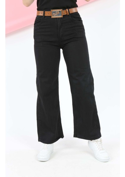 Kız Çocuk Bol Kesim Jean Kumaş Bol Paça Kot Pantolon-PNT-0010 fırsatları