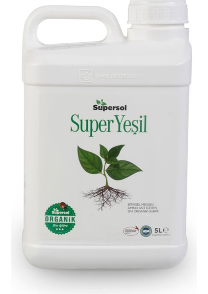 Supersol Super Yeşil Bitkisel Aminoasit Içeren Sıvı Organik Gübre 5 L